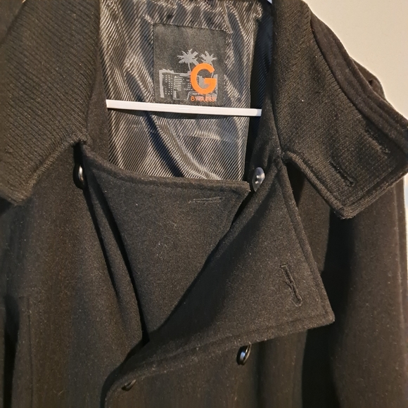 Guess XLarge button down long sleeve pea coat. Black - Picture 14 of 15